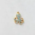 Goldbeschichteter Edelstahl-Oktopus-Anhänger mit hellblauen glitzernden Zirkonia - Blauer Krake