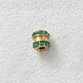 Gold-plated stainless steel bead with green zircon for DIY jewelry - Double Layer Ring Bead (Z3-3) / Gold with Green Zirconia