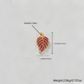 Gold-plated stainless steel leaf pendant with red cubic zirconia stones for DIY crafts - Pendant Only (Without Chain) / Red Pave Leaf Style (D162-1)