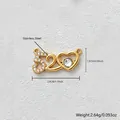 Ciondolo in acciaio inossidabile dorato 520 cuore con misure di peso e taglia - Stile Strass Bianco Cuore (D185-1) / 2.8x1.5cm
