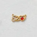 Elegante pendente cuore 520 placcato oro con zircone rosso per gioielli fai-da-te - Stile Strass Rosso Cuore (D185-2)