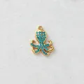 Gold-plated stainless steel octopus pendant with blue zirconia stones for DIY jewelry - Lake Blue Octopus