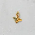 Gold-plated stainless steel mermaid tail charm with blue zircon stones for DIY jewelry making - Blue White Rhinestone Double Tail (D168-5)