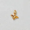 Stainless steel gold plated mermaid tail pendant with colorful CZ stones for DIY jewelry - Multicolor Rhinestone Fish Tail (D168-6)