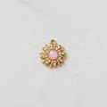 Ciondolo girasole in acciaio inossidabile dorato con pietra rosa e zircone - Girasole con Strass Rosa (D190+)