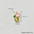 Stainless steel gold-plated flower pendant with dimensions for jewelry making DIY - Pendant Only (Without Chain) / Pink Enamel Flower Cat Eye Stone Style (D158-1)