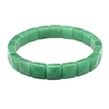 Close-up view of a green natural stone bracelet featuring unique square pyramid-cut tiles. - Aventurine Jade
