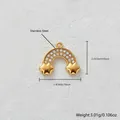 Pendente arcobaleno in acciaio dorato con zirconi bianchi per la creazione di gioielli - Stella Arcobaleno Scintillante (D171-1) / 2.35x1.9cm