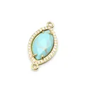 Ciondolo connettore turchese ovale micro-pavé dorato per bracciali e collane gioielli fai-da-te. - Turchese