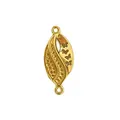 Gold-plated stainless steel leaf pendant with butterfly cutouts for DIY jewelry - Hollow Butterfly Leaf Style (HY-64)