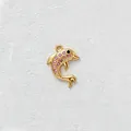 Gold-plated stainless steel dolphin pendant inlaid with sparkling pink cubic zirconia. - Pink Dolphin