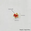 Gold-plated stainless steel maple leaf pendant decorated with sparkling red zircon stones - Pendant Only (Without Chain) / Red Teardrop Leaf Style (D174-1)
