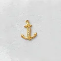 Gold-plated stainless steel anchor pendant with clear stones for DIY jewelry making. - White Rhinestone Anchor (D153-2)