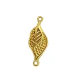 Elegant gold plated stainless steel leaf pendant connector for DIY jewelry crafting - Leaf Vein Texture Design (HY-66)