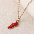 Gold-plated stainless steel necklace featuring a detailed red enamel sneaker pendant - Necklace (NAP01-5) / 18x8mm / Red