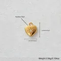 Ciondolo a cuore in acciaio inossidabile dorato con zircone a stella per gioielli DIY - Ciondolo Cuore Stellato (D182) / 1.6x1.4cm