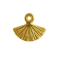 Gold-plated fan-shaped pendant with vintage textured patterns for DIY jewelry making. - Ginkgo Leaf Fan Shape (HY-821)