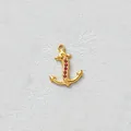Gold plated stainless steel anchor pendant with red zircon for DIY necklace making - Red Rhinestone Gilded Anchor (D153-4)