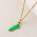 High quality gold-plated stainless steel necklace featuring a vibrant green soccer shoe pendant - Necklace (NAP01-6) / 18x8mm / Green