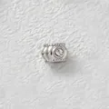 Silver stainless steel spacer bead with clear sparkling zircon inlay for DIY jewelry making - Beaded Edge White Zirconia Spacer Bead (Z1-2) / Steel Color (with White Zirconia)