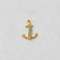 Gold-plated marine series stainless steel anchor pendant with blue zircon inlay - Dark Blue Zirconia Anchor (Pendant Only) (D153-5)