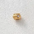 Exquisite gold plated stainless steel spacer bead with sparkling zircon for DIY jewelry - Vintage Beaded Edge White Zirconia Bead (Z1-2) / Gold Plated (Clear Zirconia)