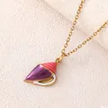 Goldene Edelstahlkette im Meeresstil mit zweifarbigem Emaille-Schneckenanhänger - Choker-Halskette / Halskette (Kette + Anhänger) / Lila