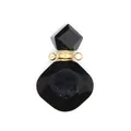 Macro-weergave van een zwarte natuurstenen hanger voor etherische olie-diffuser - Gouden Accessoires / Obsidiaan