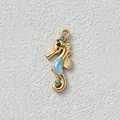 Gold-plated stainless steel seahorse pendant with blue zirconia for DIY jewelry making. - 2.45x1cm / Blue Seahorse