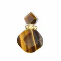 Detailweergave van een hanger voor essentiële olieflesjes van natuurlijke tijgeroogsteen. - Gouden Accessoires / Tijgeroog
