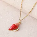 Vergoldete Edelstahlkette mit rotem Emaille-Muschelanhänger - Choker-Halskette / Halskette (Kette + Anhänger) / Rot