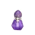 Vista dettagliata del ciondolo boccetta per olio essenziale in ametista viola sfaccettata. - Ametista (Argento)