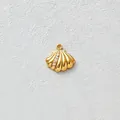 Gold-plated stainless steel seashell pendant with white zircon inlays for DIY jewelry. - White Zirconia Conch (Pendant Only) (D154-2)