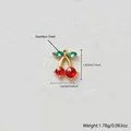 Gold plated stainless steel cherry pendant with red and green zircons for DIY jewelry - Pendant Only (Without Chain) / Red and Green Cherry Style (D180)