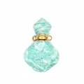 Detail van een ruitvormige amazoniet natuursteen etherische olie fles hanger met goud. - Gouden Accessoires / Amazoniet