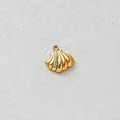 Gold plated stainless steel shell pendant with blue zircon inlay for DIY jewelry - Blue Zirconia Conch (Pendant Only) (D154-3)
