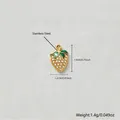 Gold-plated stainless steel strawberry pendant with white zircons for jewelry making - Pendant Only (Without Chain) / White Pave Strawberry Style (D178-1)