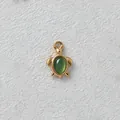 Gold-plated stainless steel sea turtle pendant with green oval zircon for DIY jewelry. - M / Dark Green Sea Turtle