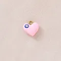 Vista dettagliata del ciondolo in smalto a cuore rosa con design classico malocchio blu - Malocchio Cuore Rosa (款式19)