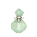 Natuurlijke groene edelsteen diamantvormige kristallen etherische olie fles hanger ketting - Zilverkleurige accessoires / Groene Aardbeienkwarts