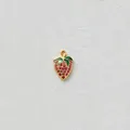 Gold-plated strawberry pendant charm with red cubic zirconia for DIY jewelry making. - Pendant Only (Without Chain) / Red Pave Strawberry Style (D178-2)