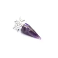 Macro detail of natural amethyst cone pendulum with silver triple goddess pentagram symbol - Pendant Only (Without Chain) (Amethyst)