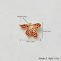 Gold-plated stainless steel flower pendant with red stones for DIY jewelry making. - Pendant Only (Without Chain) / Red Flower Style (D169-1)