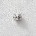 Silver stainless steel spacer bead with inlaid purple zircon for DIY jewelry making - Drum Shaped Bead (Z1-6) / Steel Color With Purple Zirconia