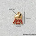 Gold-plated stainless steel octopus charm with red zirconia for DIY jewelry making - Jellyfish Style / Red