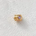 Gold plated stainless steel bead with purple zircon inlay for DIY jewelry making - Drum Shaped Bead (Z1-6) / Gold with Purple Zirconia