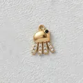 Golden stainless steel octopus pendant charm featuring white zirconia inlays for DIY jewelry - Jellyfish Style / White