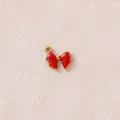 Roter Emaille Schleifenanhänger mit vergoldetem Edelstahl für DIY Schmuckherstellung - Rote kleine Schleife