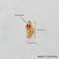 Gold-plated stainless steel conch shell pendant with red zircon inlay, 2.05cm length - Red Zirconia Top Conch (Pendant Only) (D152-1)
