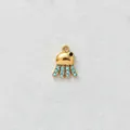 Gold-plated stainless steel octopus charm with inlaid blue zircon for DIY jewelry accessories - Jellyfish Style / Blue